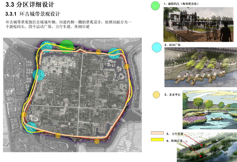 安徽寿县古城风貌规划-四角塘公园景观设计文本_环古城规划古城廊道规划四角塘公园规划