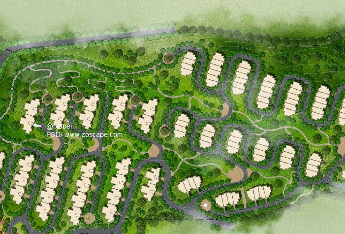 贵州某休闲度假别墅区PSD园林景观平面图下载