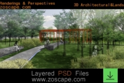 PS景观效果图-节点psd园林景观效果图下载 to 景观80+