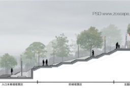 烟墩山体公园景观改造-生态公园立剖面图PSD下载 to 景观80+