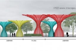 PSD主题雕塑生态科普公园景观规划设计立剖面图 to 景观80+