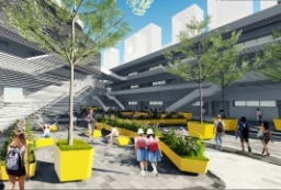 运动花园+线性构图-现代花园式教学楼庭院-某国际小学初中校园景观设计方案文本 to 景观80+
