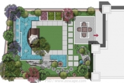 别墅庭院园林景观设计总平面图PSD下载 to 景观80+