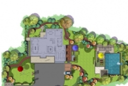 手绘风格度假别墅-别墅住宅区庭院景观彩色平面图 to 景观80+