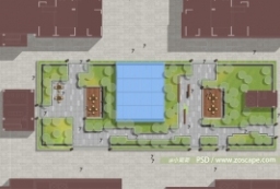 PSD总图下载-国际风格屋顶花园园林景观设计彩平 to 景观80+