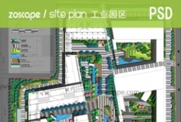 平面图素材-工业园区景观规划设计总平面图psd下载 to 景观80+