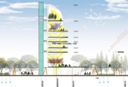 城市雨水花园空中廊道及观光景塔PSD分层剖面图 to 景观80+